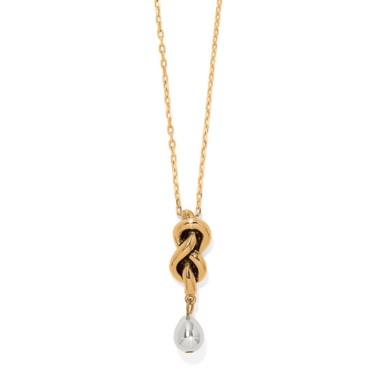 JM7725 Interlok Single Knt Drp 2TN Necklace