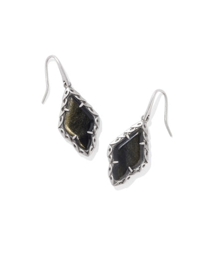 9608876850 ADELINE DROP EARRINGS VINTAGE SILVER GOLDEN OBSIDIAN ONE SIZE
