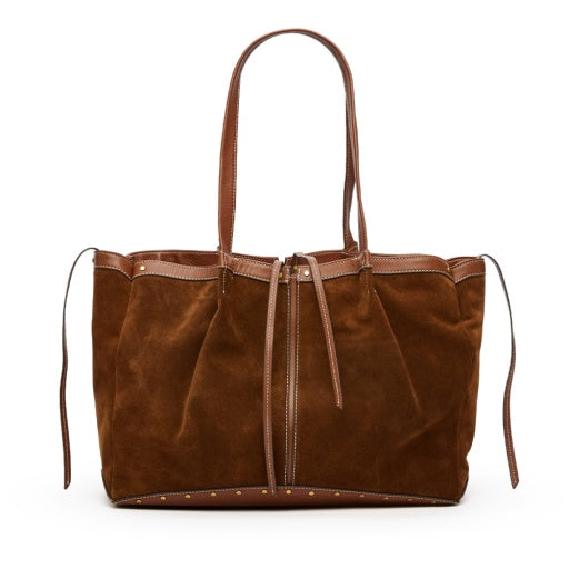 PREORDER NOW Meryl Carryall Cinnamon Suede/Antique Gold