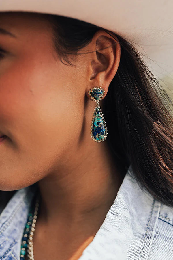 9608802316 Payton Drop Ear Gold Lapis Turq