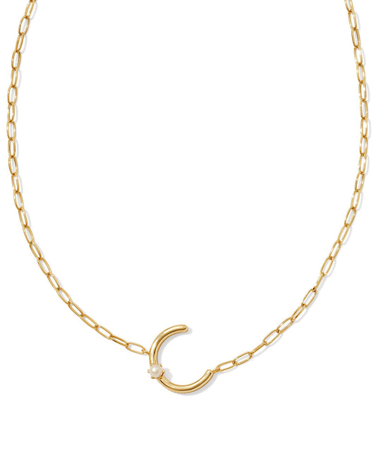 9608872167 PEARL LETTER C SHORT PENDANT NECKLACE GOLD WHITE PEARL ONE SIZE