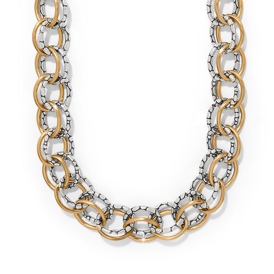 JM0082 PEBBLE LINK 2-TONE NECKLACE