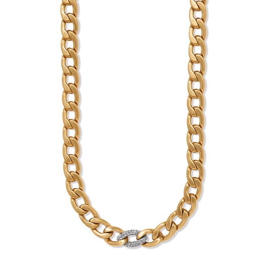 JM7650 Cleo Pave Link Gld Necklace