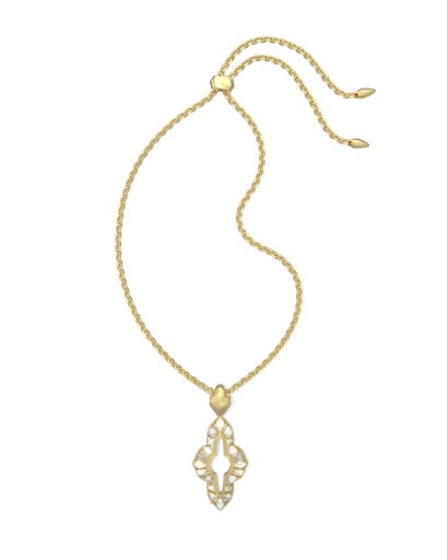 NEW!  9608890935 ABBIE CRYSTAL LONG PENDANT NECKLACE GOLD NEUTRAL MIX ONE SIZE