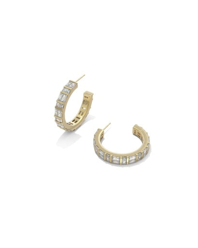 NEW!  9608876919 JAMIE HOOP EARRINGS GOLD WHITE CZ ONE SIZE