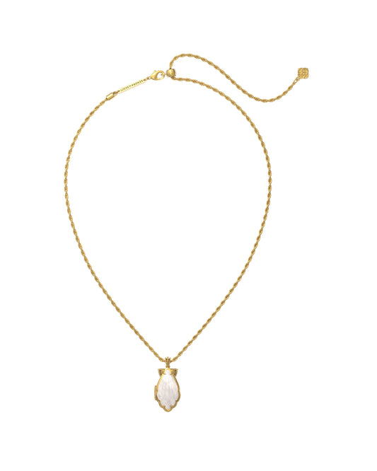 9608881399 ALEXA LOCKET SHORT PENDANT NECKLACE VINTAGE GOLD IVORY MOTHER OF PEARL ONE SIZE