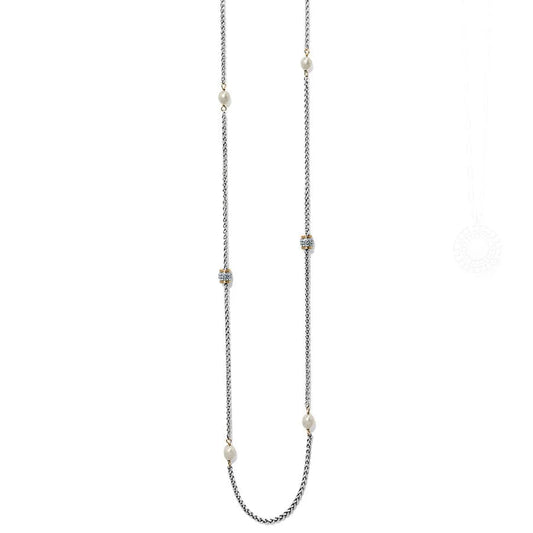 JM7450 Meridian Petite Pearl Two Tone Long Necklace