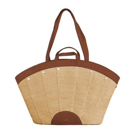 Shelley Resort Tote Cocoa Raffia/Gold