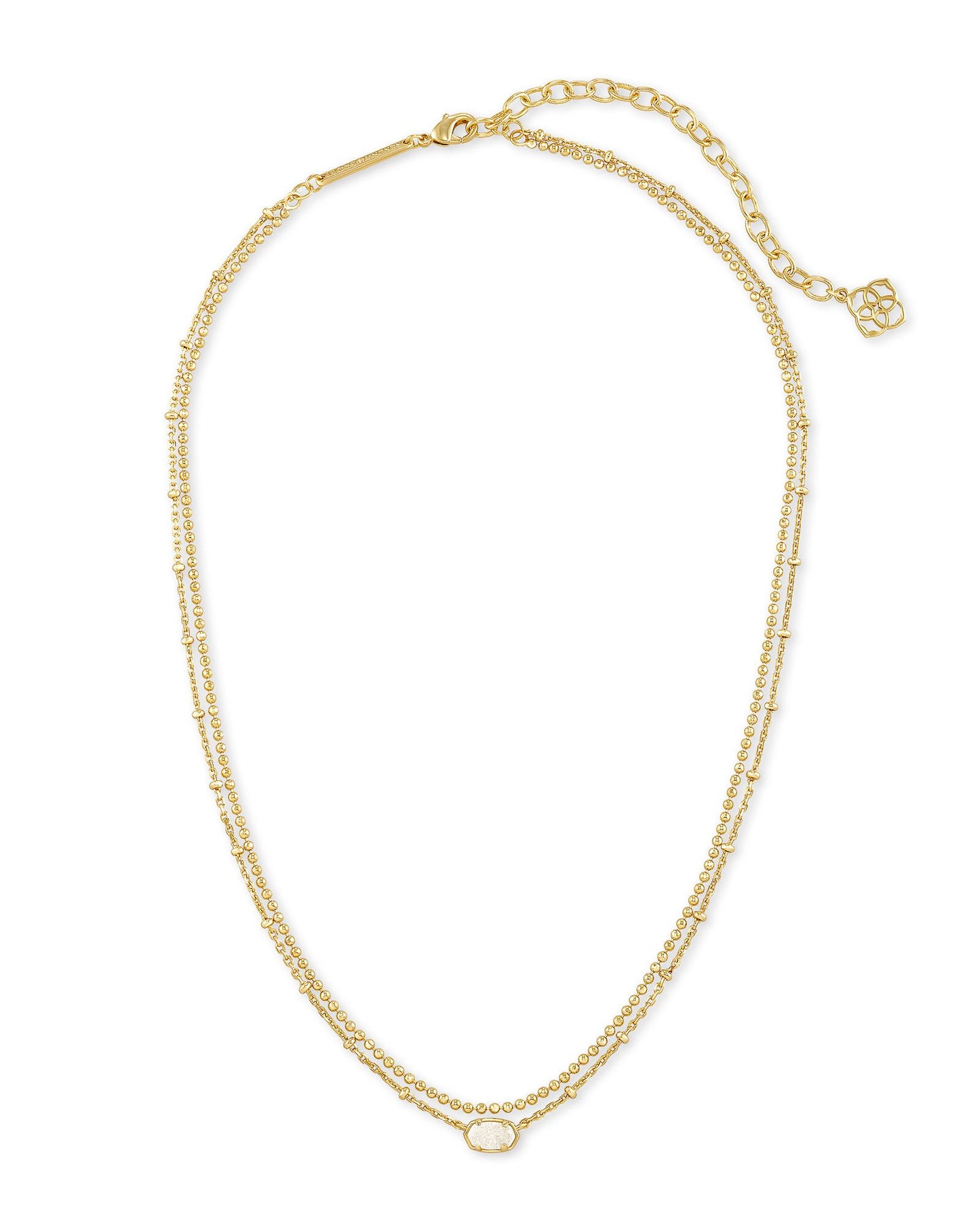 EMILIE MULTI STRAND NECKLACE GOLD IRIDESCENT DRUSY ONE SIZE