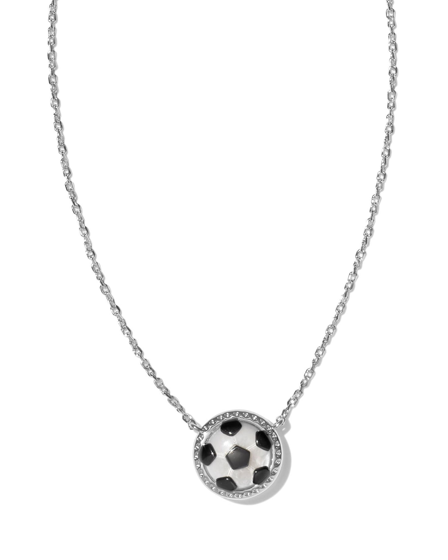 SOCCER SHORT PENDANT NECKLACE SILVER IVORY MOTHER OF PEARL ONE SIZE