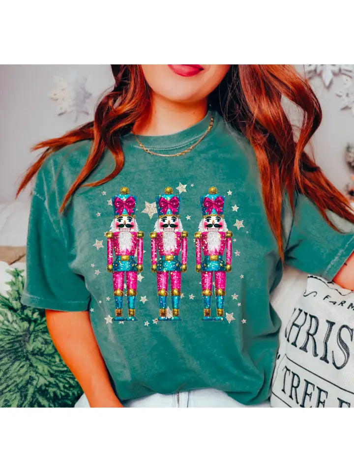 Preppy Faux Glitter Nutcracker Tee