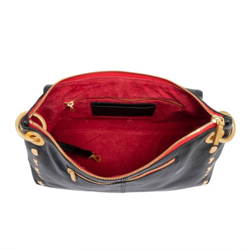 Hammitt VIP Grand Black Brushed gold red zip