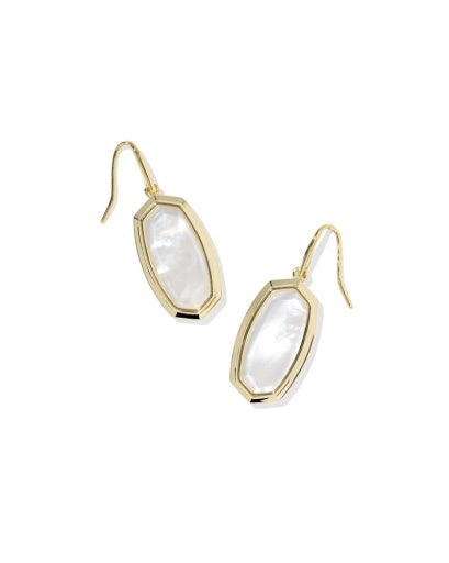 9608880978 DANI BEZEL DROP EARRINGS GOLD IVORY MOTHER OF PEARL ONE SIZE