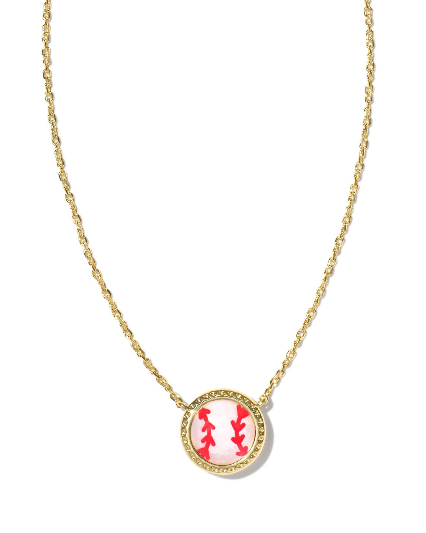 BASEBALL SHORT PENDANT NECKLACE GOLD IVORY MOTHER OF PEARL ONE SIZE