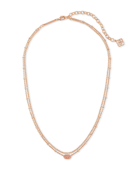 842177181478 EMILIE MULTI STRAND NECKLACE ROSE GOLD SAND DRUSY ONE SIZE