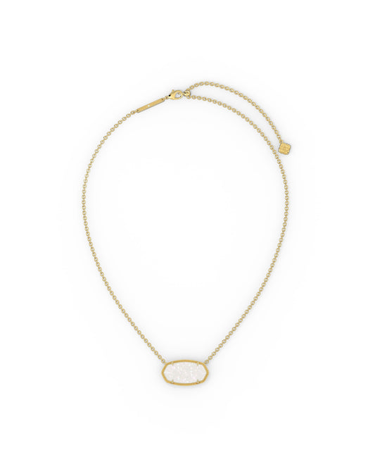 9608881709 ELISA STATEMENT SHORT PENDANT NECKLACE GOLD IRIDESCENT DRUSY ONE SIZE