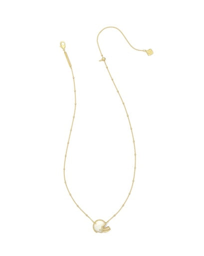 9608887887 FOOTBALL HELMET SHORT PENDANT NECKLACE GOLD IVORY MOTHER OF PEARL ONE SIZE