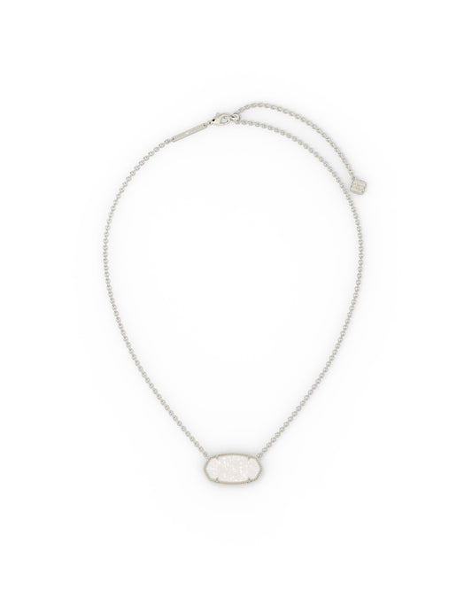 9608881161 ELISA STATEMENT SHORT PENDANT NECKLACE SILVER IRIDESCENT DRUSY ONE SIZE