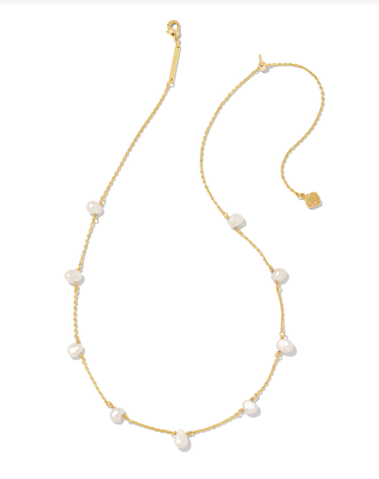 Leighton Pearl Strand Necklace Gold White Pearl