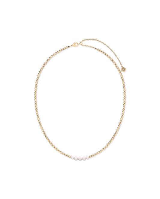 9608867078 EVE BEADED STRAND NECKLACE GOLD WHITE PEARL ONE SIZE