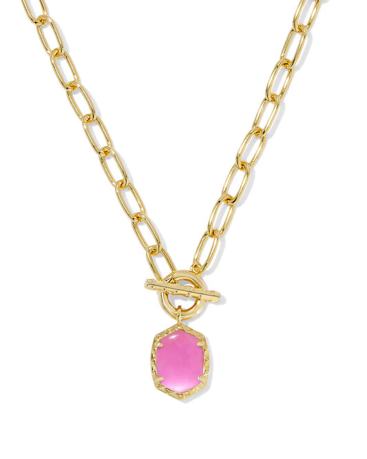 9608875215 DAPHNE LINK AND CHAIN NECKLACE GOLD DICHROIC GLASS ONE SIZE
