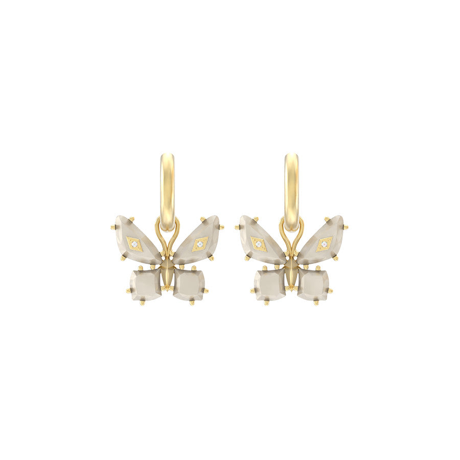 9608877103 BIANCA BUTTERFLY HUGGIE EARRINGS GOLD PINK MIX ONE SIZE