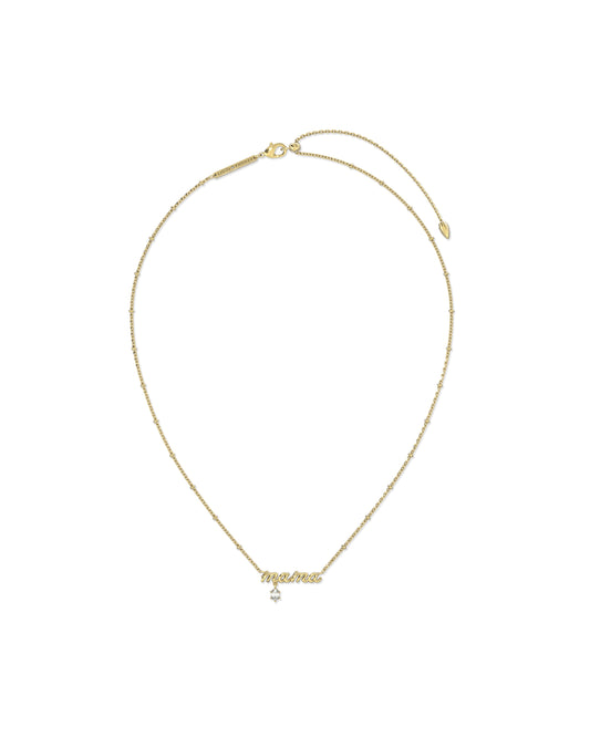 9608877947 MAMA CRYSTAL SHORT PENDANT NECKLACE GOLD ONE SIZE