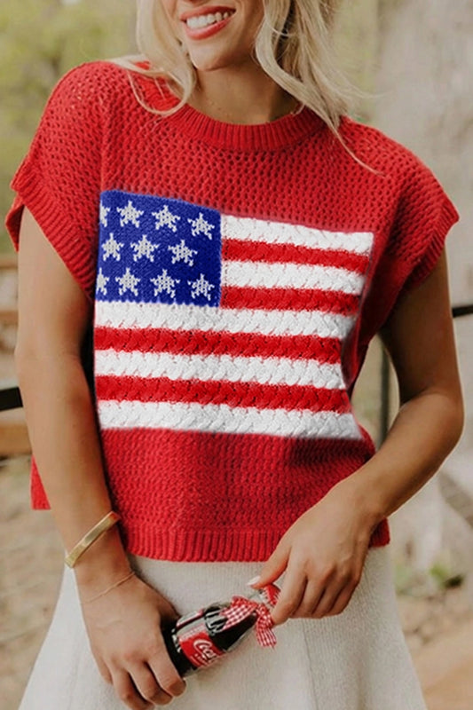 Red Land of the Free Knit Tee