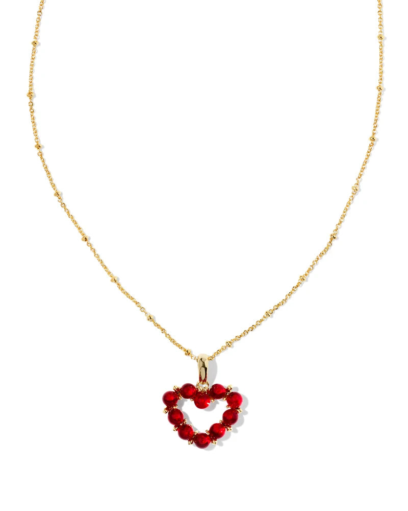 9608856197 ASHTON HEART SHORT PENDANT RED