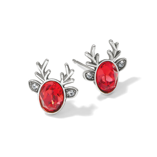 J22233 Reindeer Glitz Red Mini Post Earrings