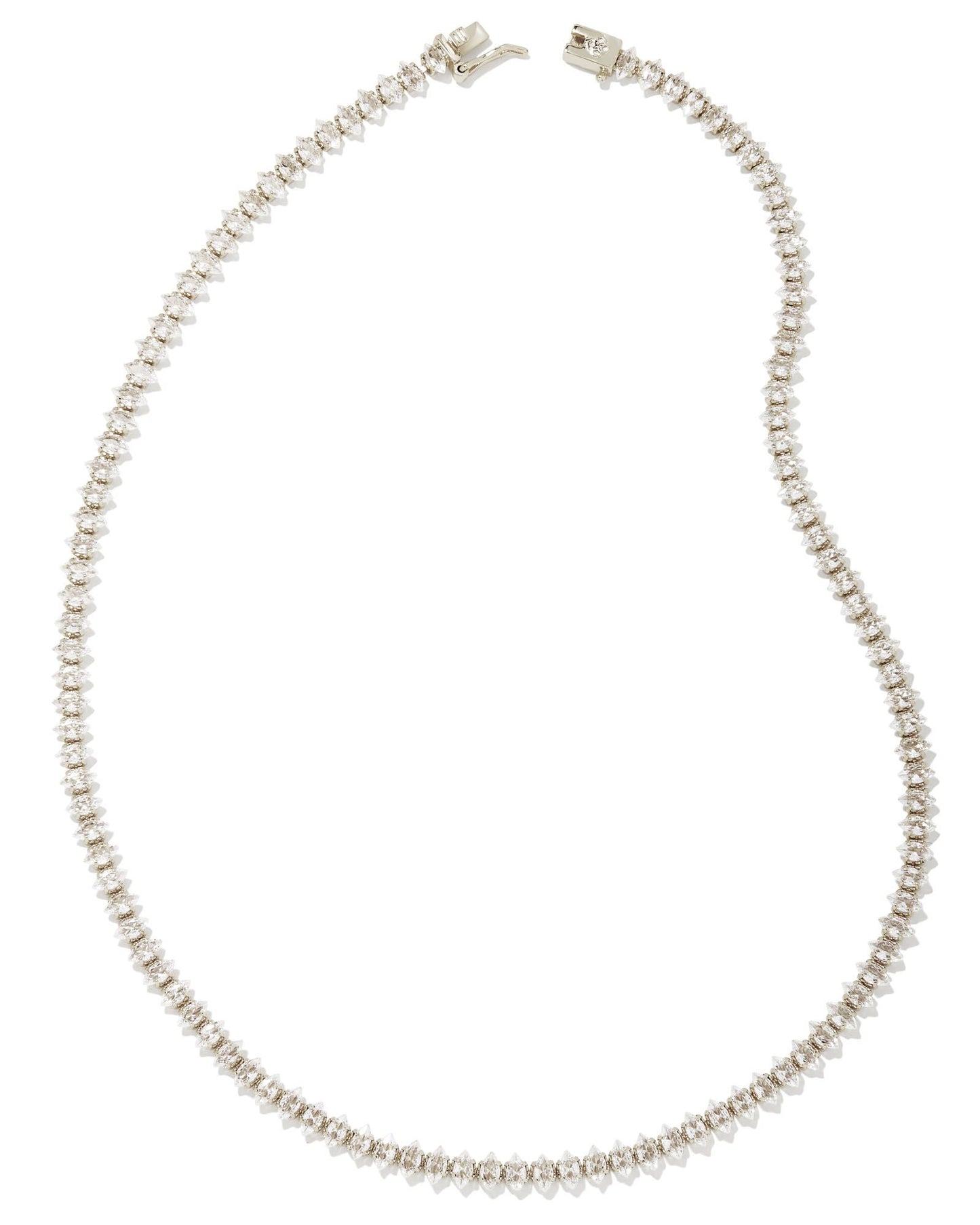 Larsan Tennis Necklace Silver White CZ One Size