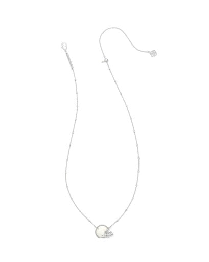 9608887392 FOOTBALL HELMET SHORT PENDANT NECKLACE SILVER IVORY MOTHER OF PEARL ONE SIZE