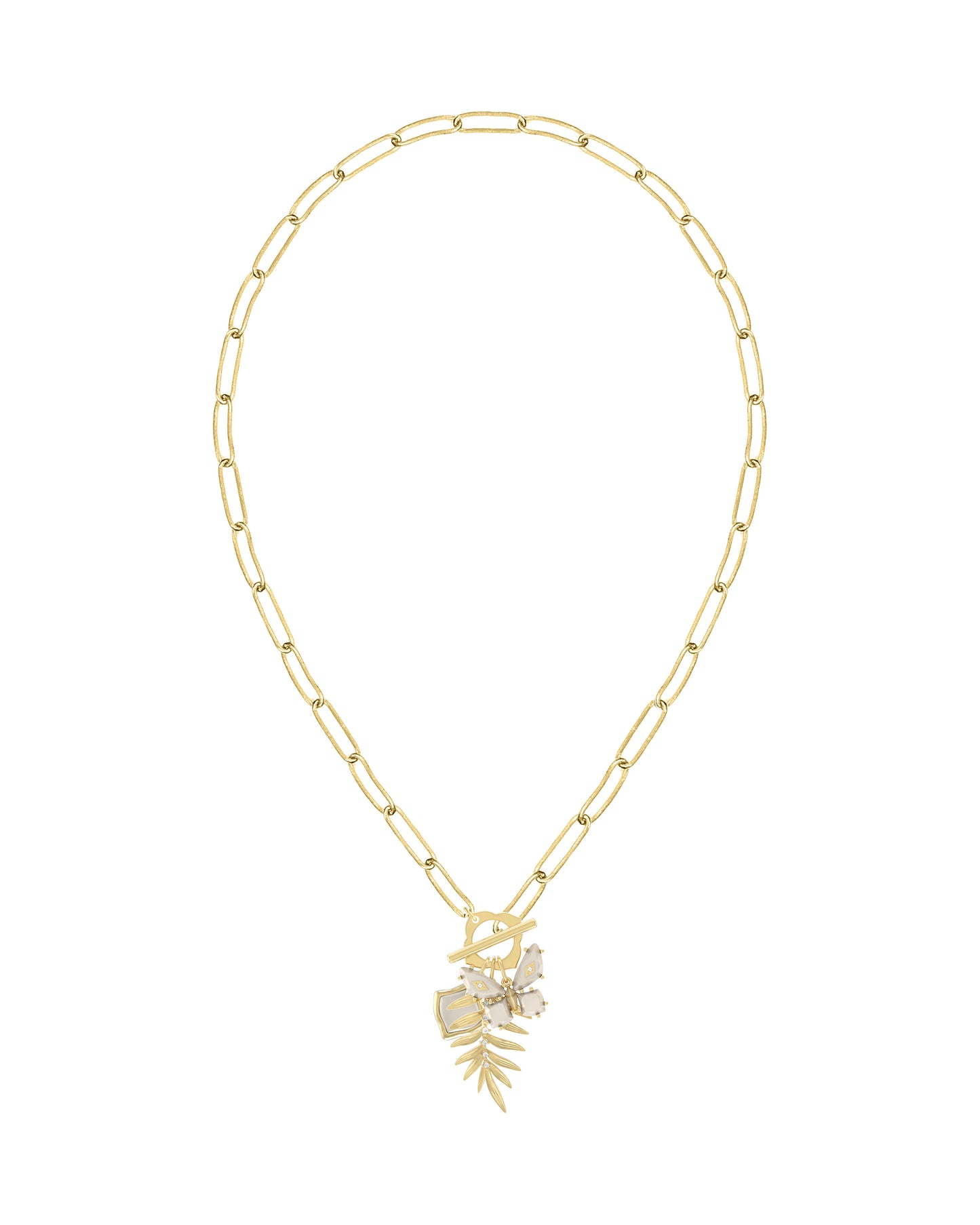 9608877805 BIANCA BUTTERFLY CHARM NECKLACE GOLD IRIDESCENT WHITE MIX ONE SIZE