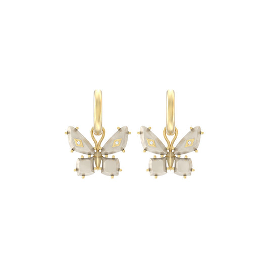 9608877859 BIANCA BUTTERFLY HUGGIE EARRINGS GOLD IRIDESCENT WHITE MIX ONE SIZE