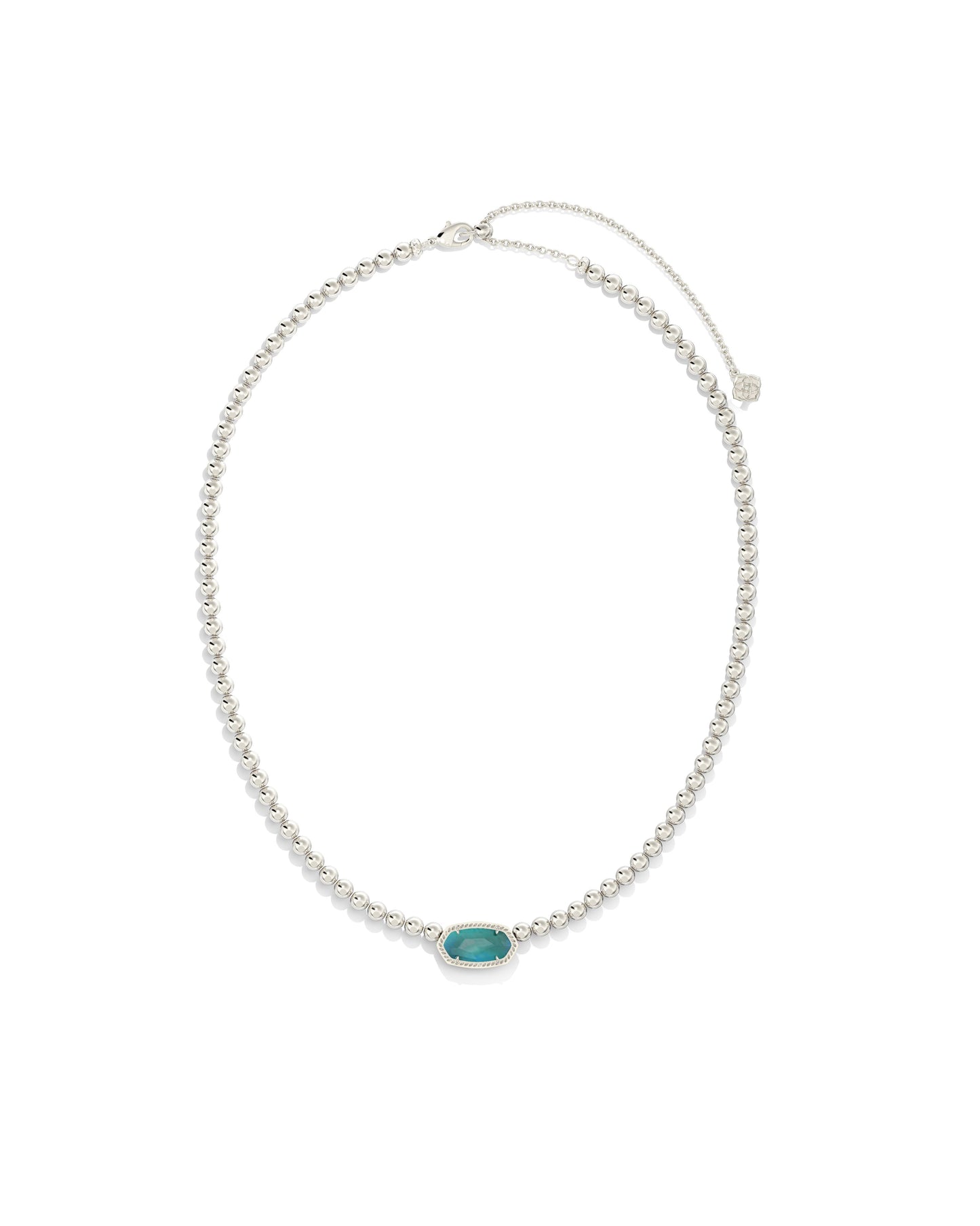 9608881559 ELISA BEADED NECKLACE SILVER BRIGHT AQUA ILLUSION ONE SIZE