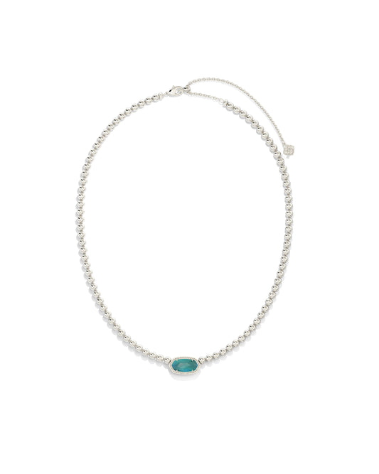 9608881559 ELISA BEADED NECKLACE SILVER BRIGHT AQUA ILLUSION ONE SIZE