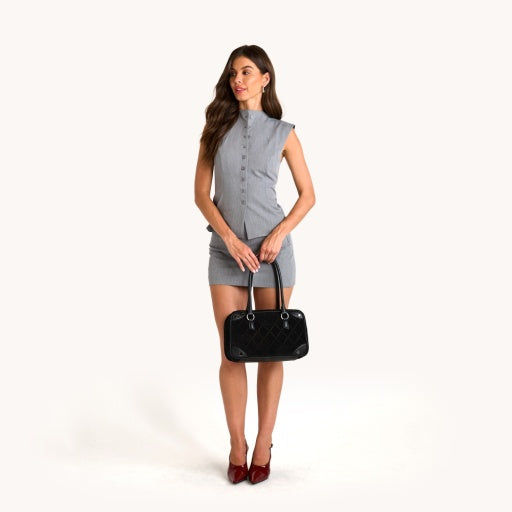 Meredith Medium Noir Diamond Suede/Gunmetal