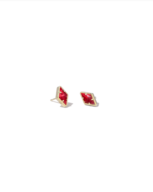 Kinsley Stud Earrings Gold Raspberry Illusion