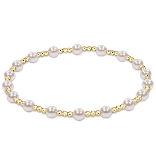 BCLSINPPE4 Classic Sincerity Pattern 4mm Bead Bracelet - Pearl
