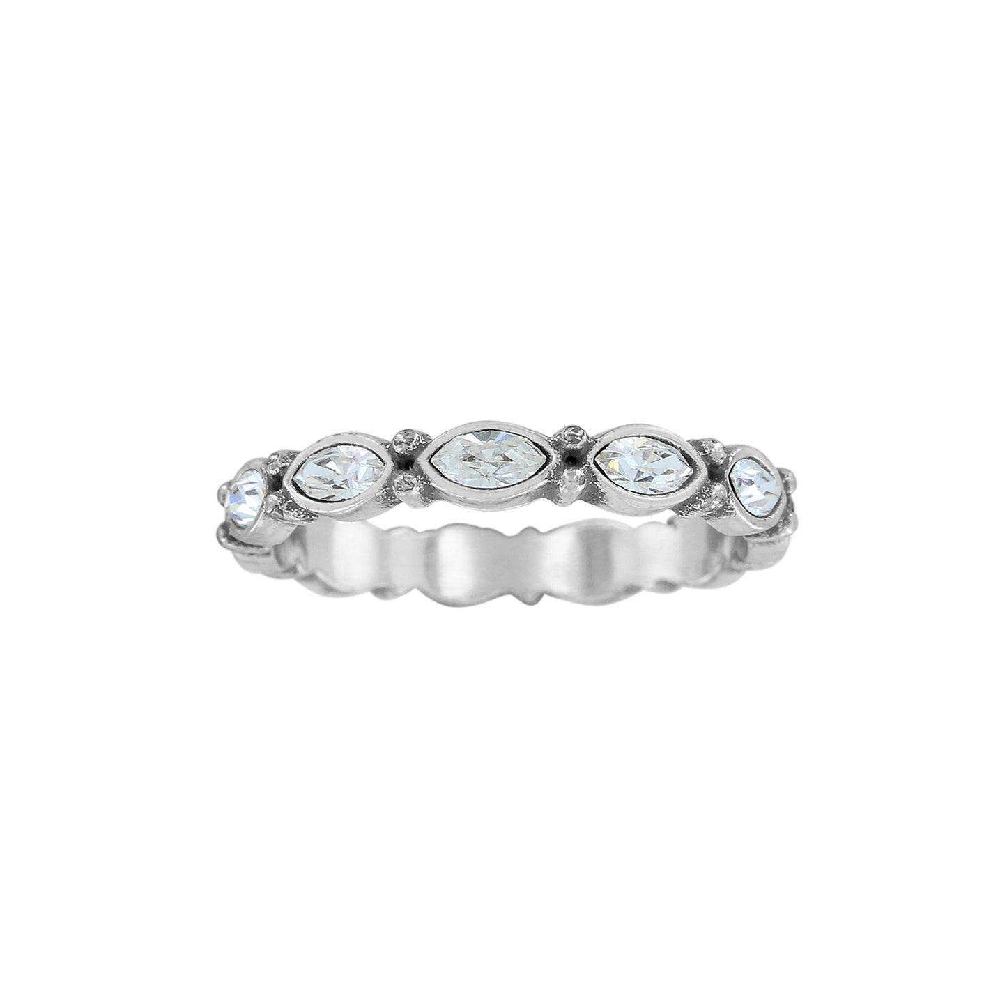 J6118K Silver Stn Scalloped Stack Ring  7