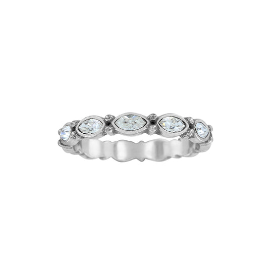 J6118K Silver Stn Scalloped Stack Ring  7