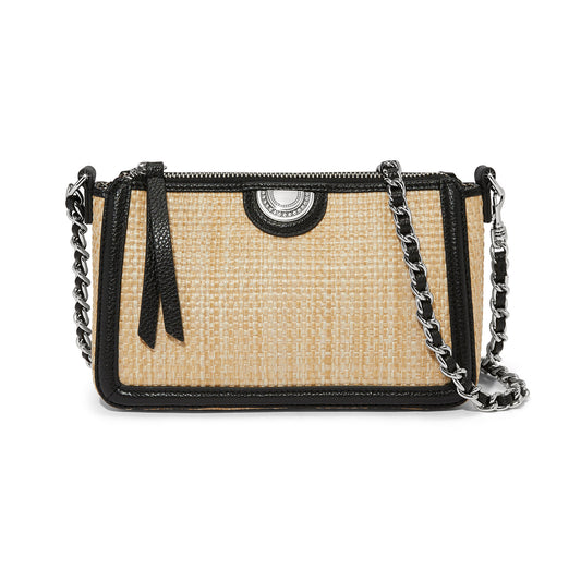 H16463 Nat/Blk Glo Straw Mini Bag