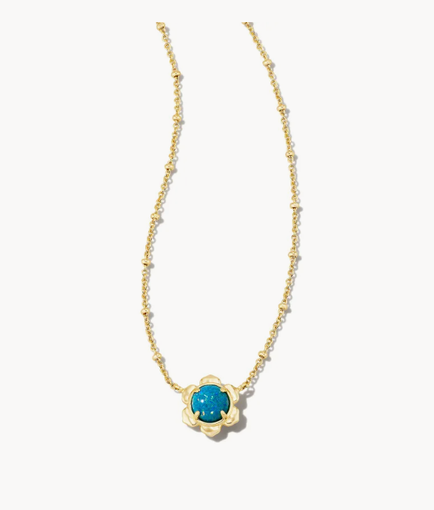 Susie Gold Short Pendant Necklace in Marine Kyocera Opal