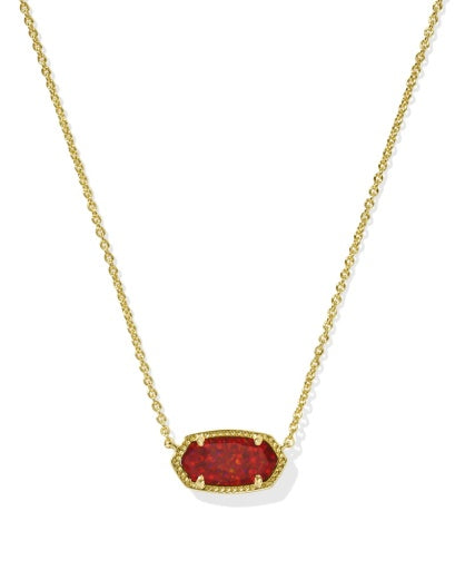 9608802375 ELISA SHORT PENDANT NECKLACE GOLD RED KYOCERA OPAL ONE SIZE