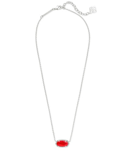 9608800210 ELISA SHORT PENDANT NECKLACE RHODIUM RED ILLUSION