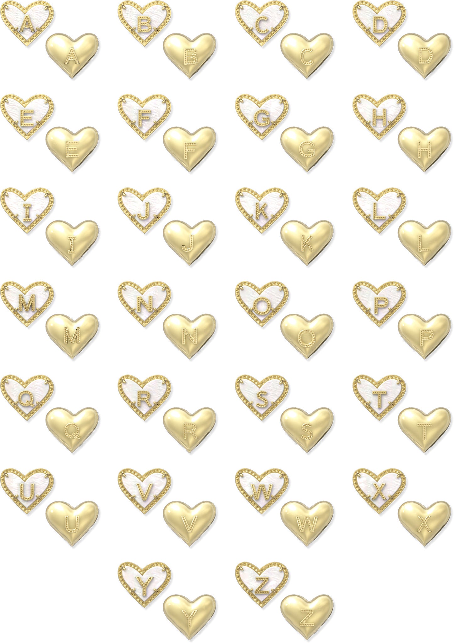 9608880573 HEART LETTER T SHORT PENDANT NECKLACE GOLD IVORY MOTHER OF PEARL ONE SIZE