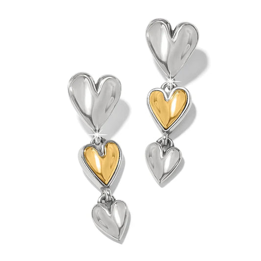 JA0020 Cascade Heart Trio Post Drop Earrings