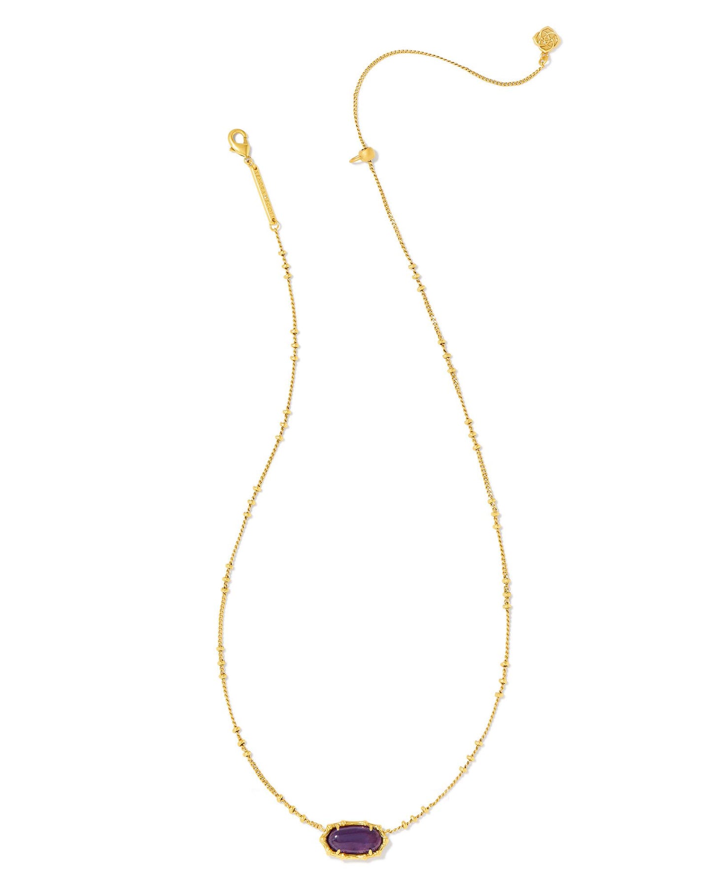 9608867870 ELISA BAMBOO FRAME SHORT PENDANT NECKLACE GOLD DARK PURPLE AMETHYST ONE SIZE