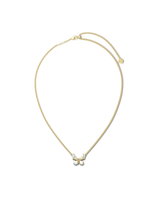 9608872365 BIANCA BUTTERFLY SHORT PENDANT NECKLACE GOLD IRIDESCENT WHITE MIX ONE SIZE