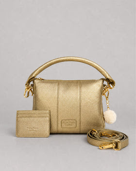 City Slim Bag Gold + 2 straps (Gold Crosstitch & Gold/Stone Rope)